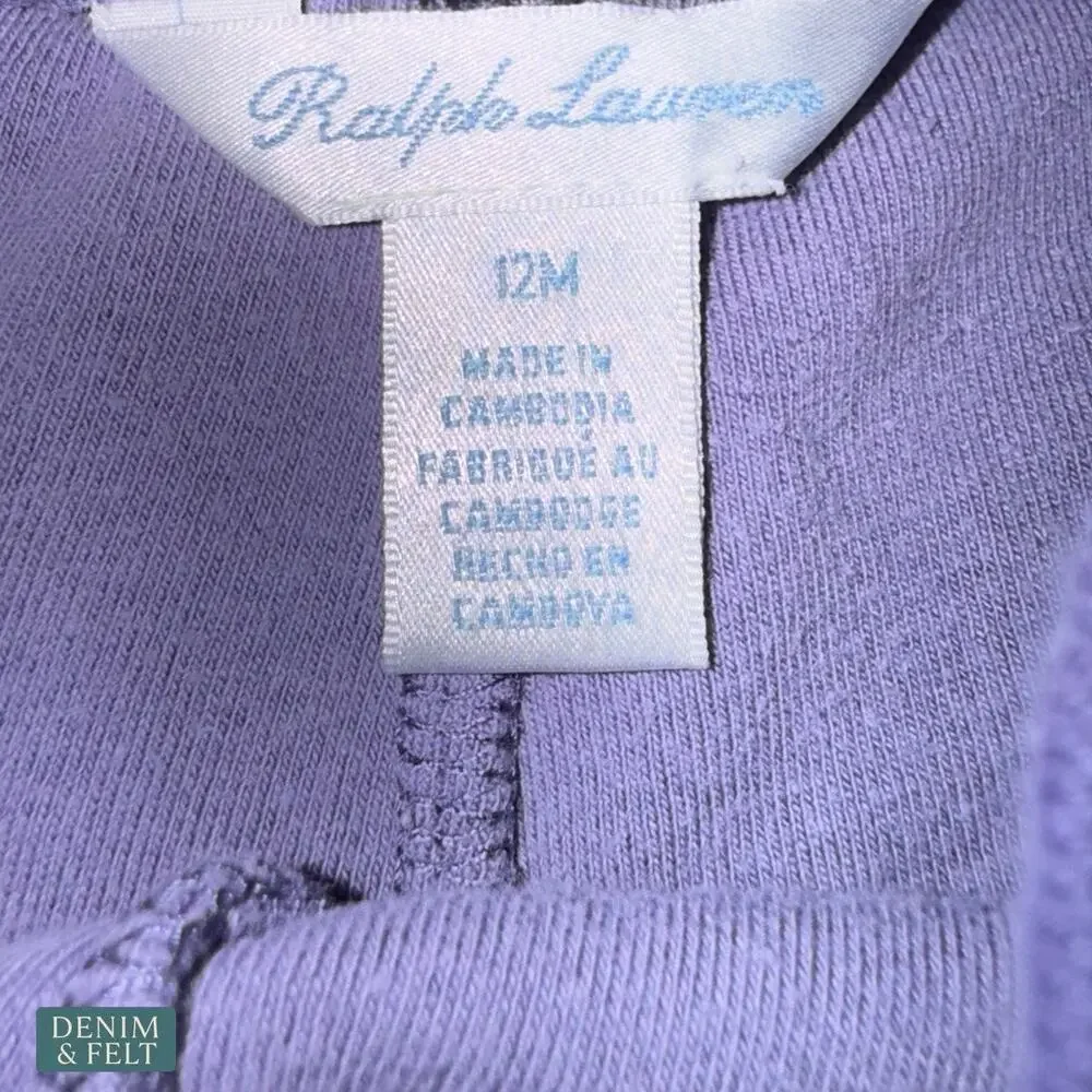 Polo Ralph Lauren‎ Baby Velour Peplum Hoodie Jogger Set Purple Pony Logo 12M